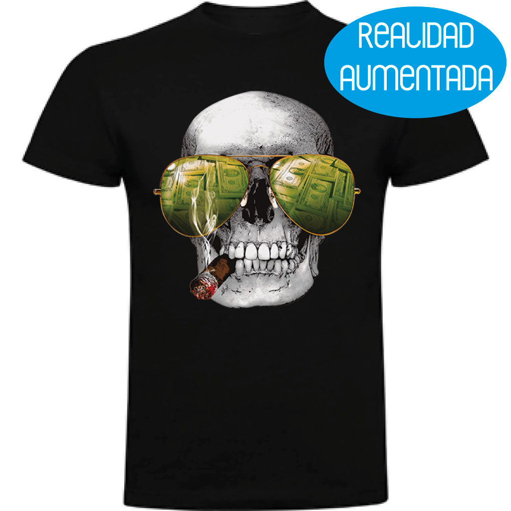 Camiseta hombre manga corta - Calavera Puro Realidad Aumentada.