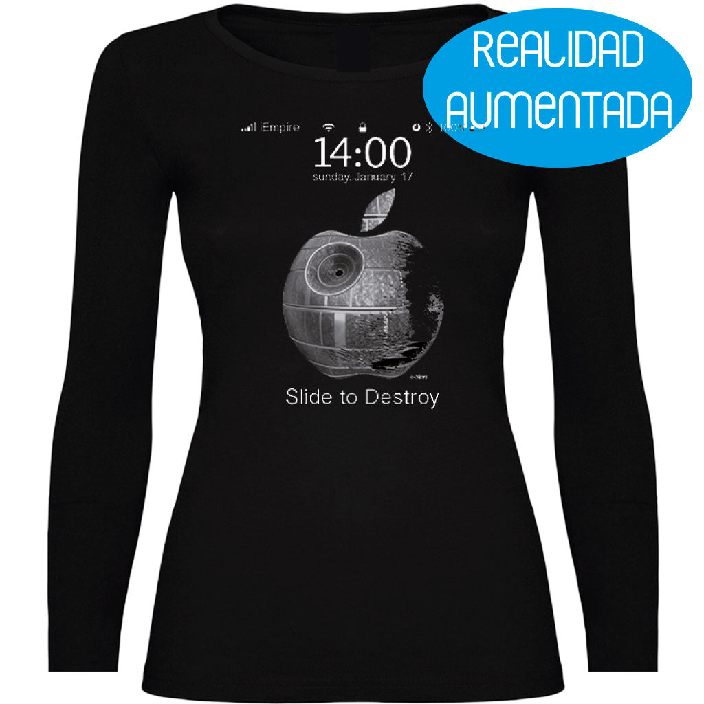 Camiseta mujer manga larga - Manzana Realidad Aumentada.