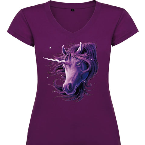 Camiseta mujer cuello pico - Unicornio.