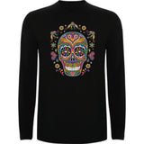Camiseta manga larga chico - Calavera flores