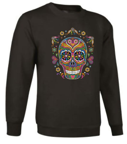 Sudadera sin capucha - Calavera flores