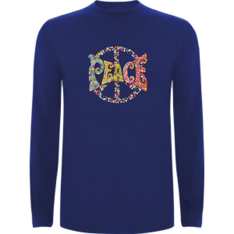 Camiseta manga larga chico - Peace flores