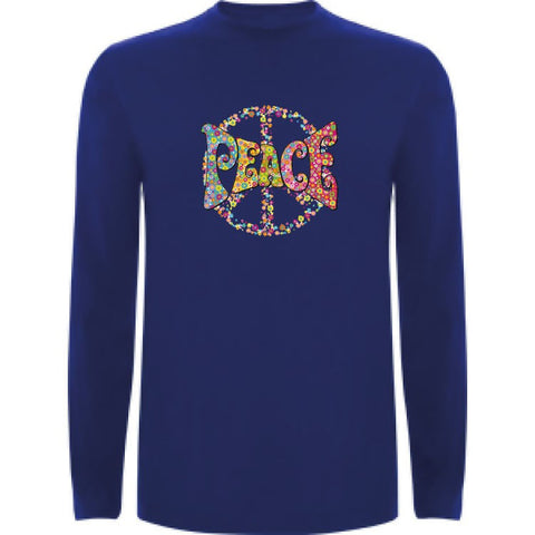 Camiseta manga larga chico - Peace flores