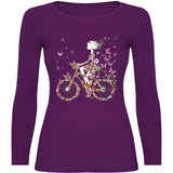 Camiseta mujer manga larga - Bicicleta mariposas.
