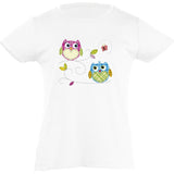 Camiseta manga corta niña - Búhos mariposa.