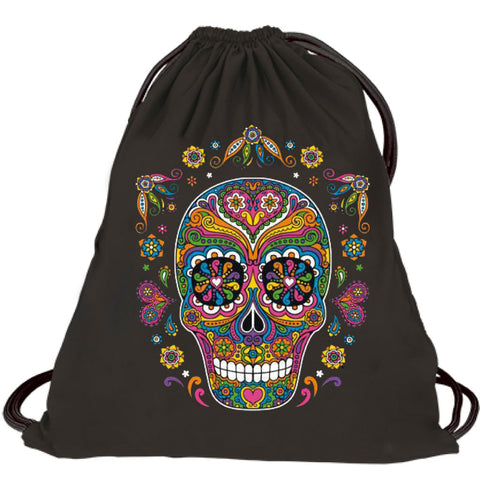 Mochila - Calavera flores.