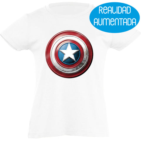 Camiseta manga corta niña - Escudo Capitán América Realidad Aumentada