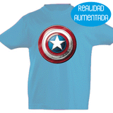 Camiseta manga corta niño - Escudo Capitán América Realidad Aumentada.