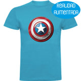 Camiseta hombre manga corta - Escudo Capitán América Realidad Aumentada.