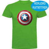Camiseta hombre manga corta - Escudo Capitán América Realidad Aumentada.