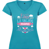 Camiseta mujer cuello pico - La mejor mamá del mundo mundial.