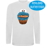 Camiseta hombre manga larga - Monstruo Galletas Realidad Aumentada.