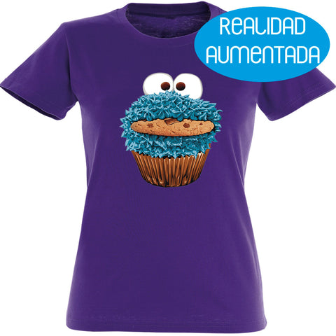 Camiseta mujer cuello redondo - Monstruo Galletas Realidad Aumentada.