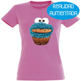 Camiseta mujer cuello redondo - Monstruo Galletas Realidad Aumentada.