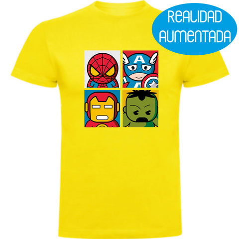 Camiseta hombre manga corta - Super Héroes Infantiles Realidad Aumentada.