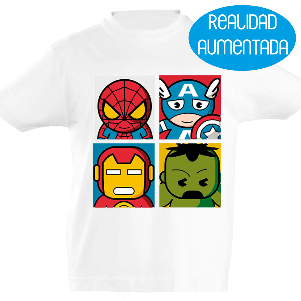 Camiseta manga corta niño - Super Héroes Infantiles Realidad Aumentada.