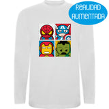 Camiseta hombre manga larga -Super Héroes Infantiles Realidad Aumentada.
