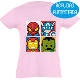 Camiseta manga corta niña - Super Héroes Infantiles Realidad Aumentada