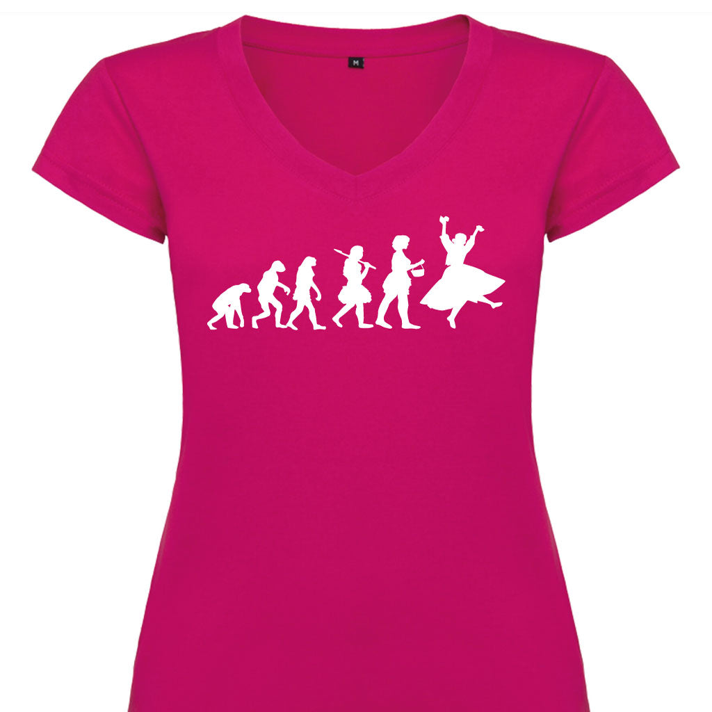 Camiseta mujer cuello pico - Evolución baturra.