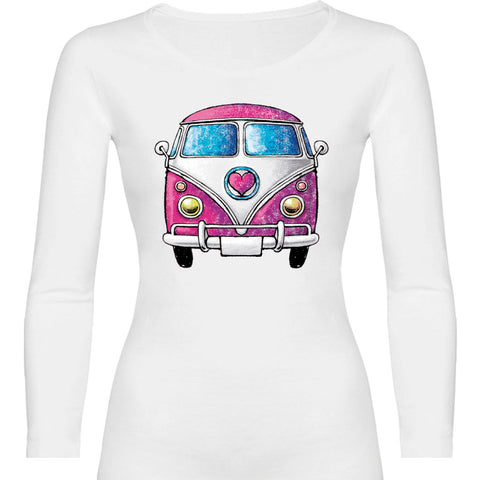 Camiseta mujer manga larga - Furgoneta hippie.