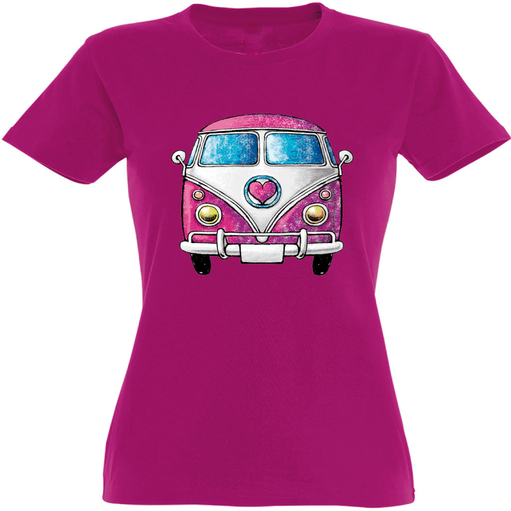 Camiseta mujer cuello redondo - Furgoneta hippie.