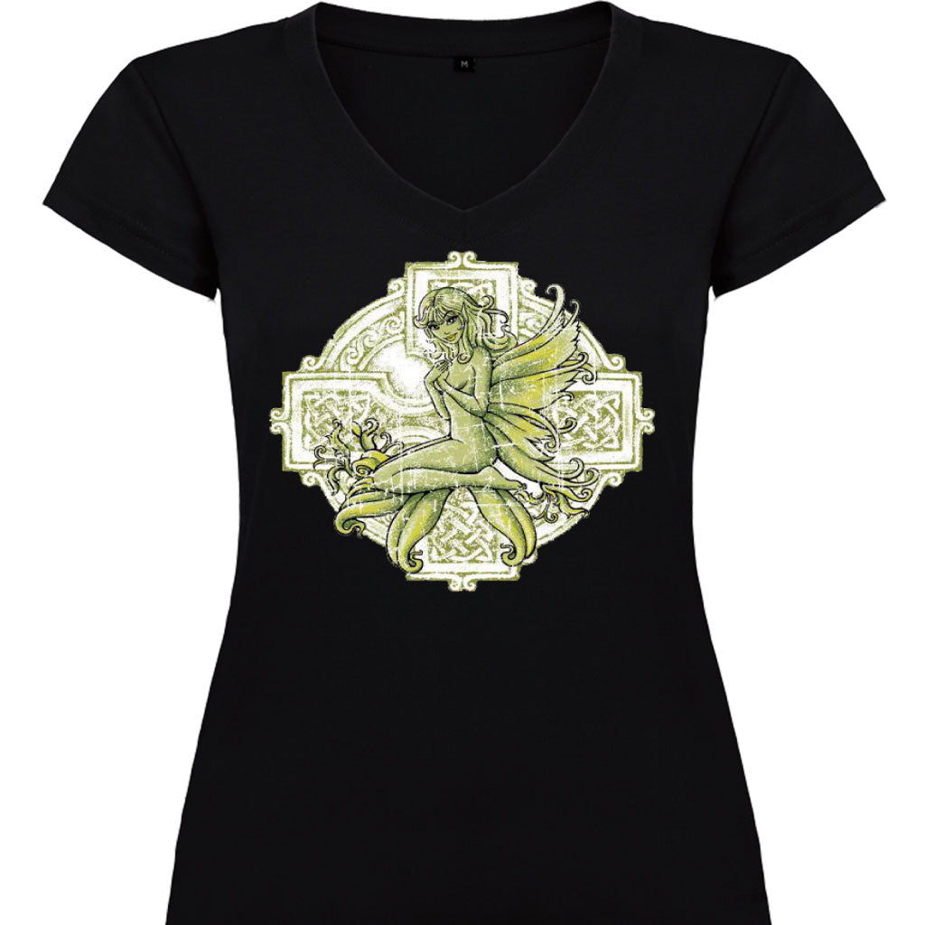 Camiseta mujer cuello pico - Hada celta.