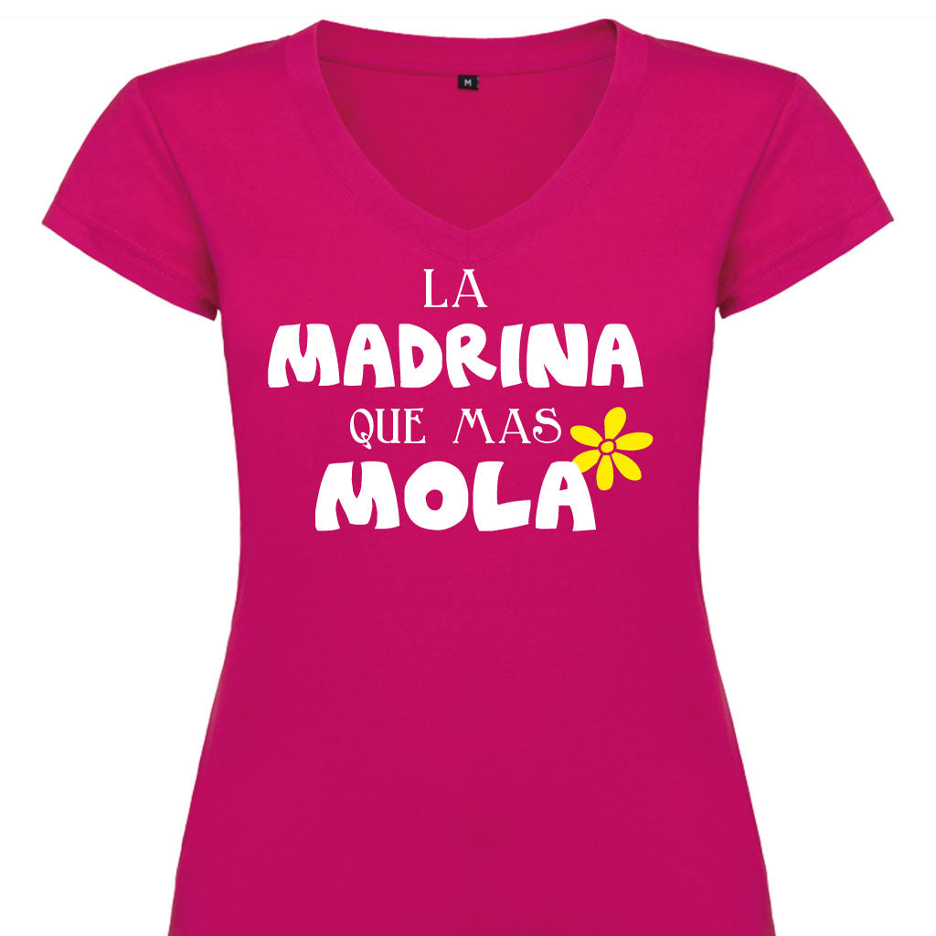 Camiseta mujer cuello pico - La madrina que más mola.