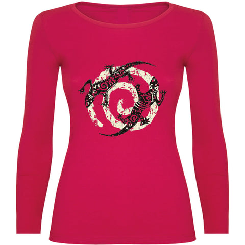 Camiseta mujer manga larga - Lagartijas negras.