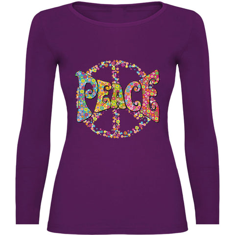 Camiseta mujer manga larga - Peace flores.