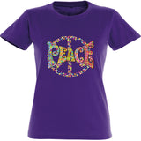 Camiseta mujer cuello redondo - Peace flores.