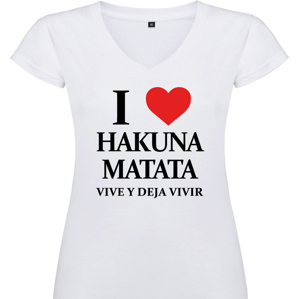 Camiseta mujer cuello pico - Hakuna matata.