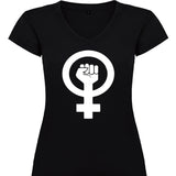 Camiseta mujer cuello pico - Símbolo feminista.