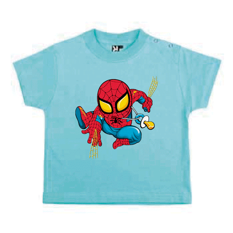 Camiseta de 0 a 2 años - Spiderman con chupete.