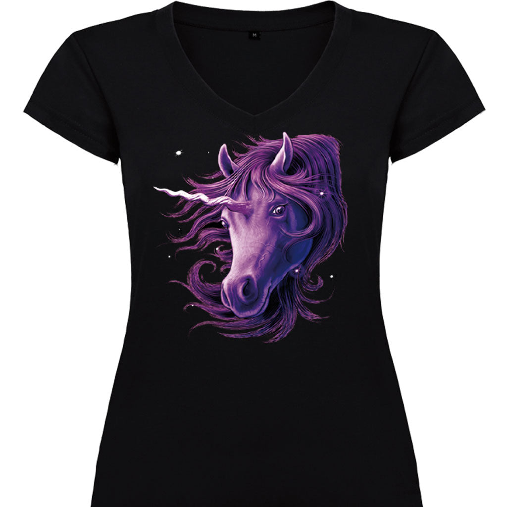Camiseta mujer cuello pico - Unicornio.