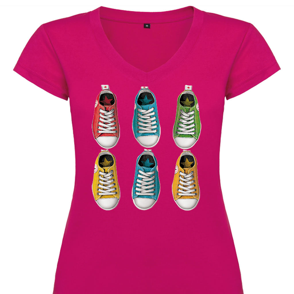 Camiseta mujer cuello pico - Zapatillas.