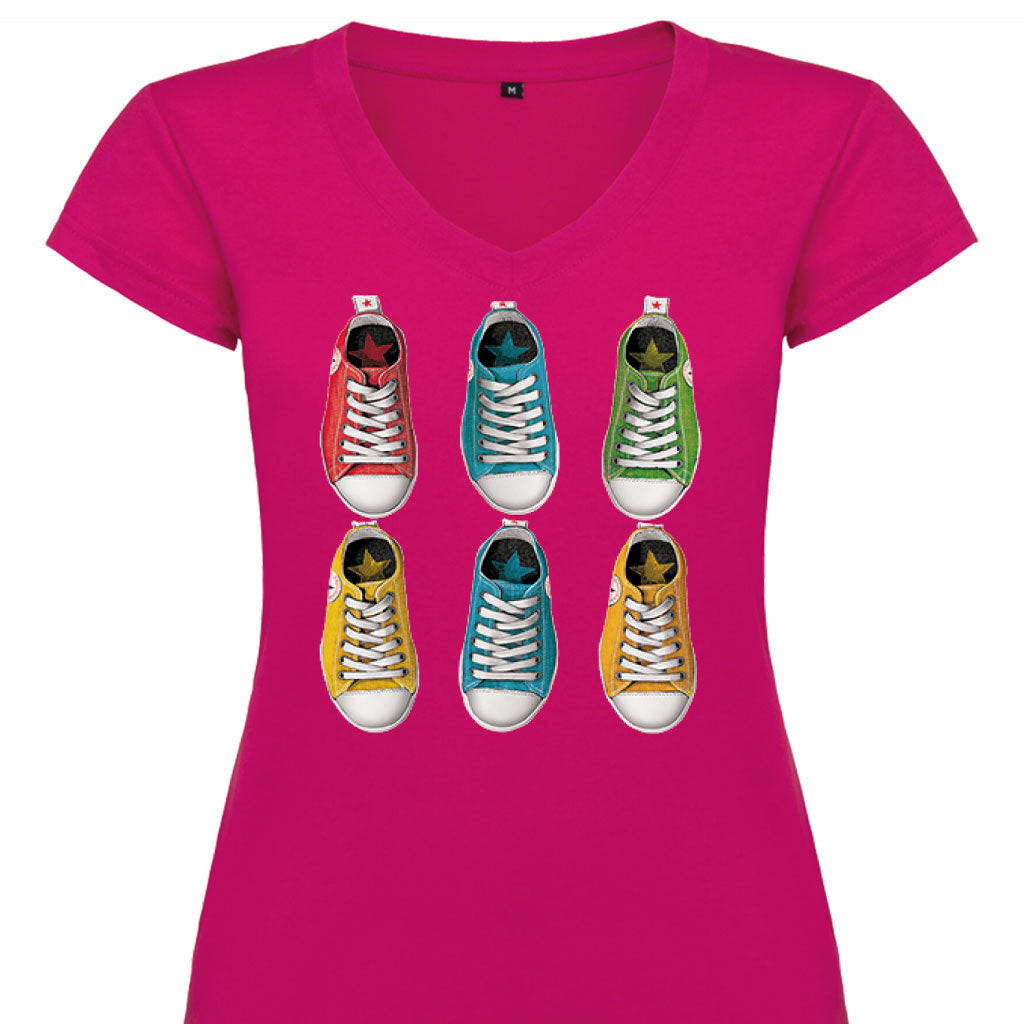 Camiseta mujer cuello pico - Zapatillas.